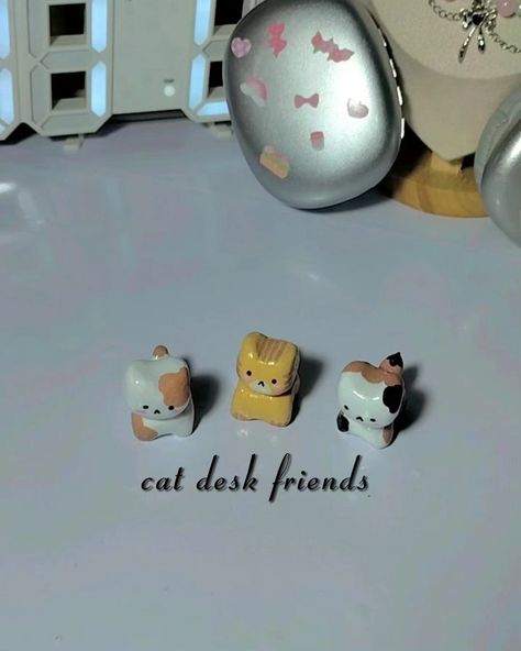 Introducing our handmade clay DESK FRIENDS 😖🫶🏻 DM to order now🥹💗 Get yourself a desk buddiess to study and work w you🥹 Cat desk friends (3.6*2.6*3.3) Totoro desk friend (8.1*6.8) Miffy desk friend (8.8*6.8) We bear bears friend (4.0*1.8*2.7) You can customize as well🥹❤️‍🩹 Keywords: Handmade | beaded jewelry | clay buddies | clay charms | desk friends | totoro | Miffy | desk decor | clay figurines Clay Desk Friends, 3 Totoro, We Bear Bears, Desk Friend, Bear Bears, Clay Figurines, Jewelry Clay, We Bear, Clay Figurine