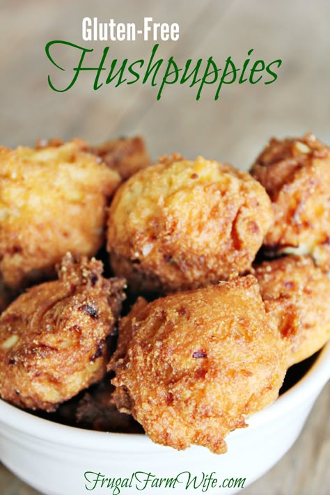 Perfect gluten-free hushpuppies Deep Fried Gluten Free, Hushpuppy Recipes, Gluten Free Hush Puppies, Hushpuppies Recipe, Gf Appetizers, Hush Puppies Recipe, Gluten Free Sides, Gluten Free Appetizers, Gluten Free Sides Dishes