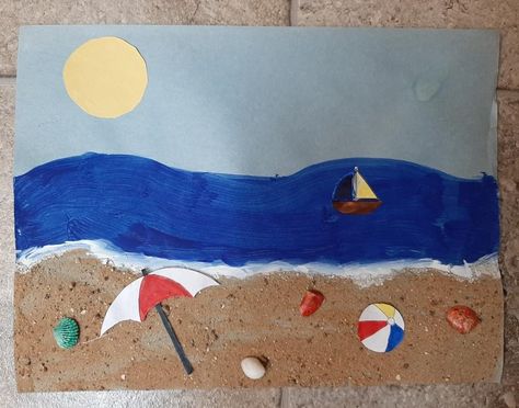 Danielle's Storytime Tales and More: Toddler and Preschool Summer Crafts Beach Projects For Preschool, Beach Activities For Toddlers, Preschool Beach Crafts, Preschool Summer Crafts, Crafts For Toddlers Easy, Pirate Activity, Bucket Crafts, Beach Landscape Art, Craft For All Ages