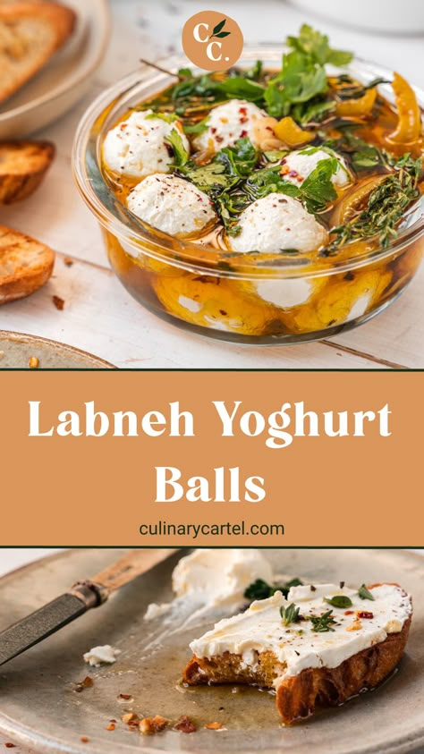 Labneh Balls Recipe, Labneh Appetizers, Recipes With Labneh, Lemon Labneh, Making Labneh, Labneh Balls, Labneh Cheese, Dill Labneh, Labneh Dip