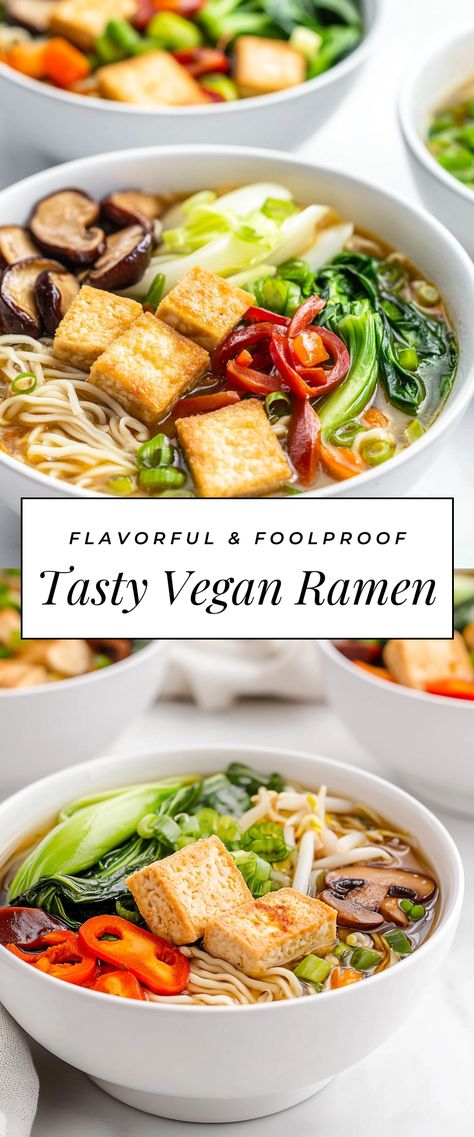 Image for Tasty Vegan Ramen Easy Vegan Ramen Noodle Recipes, Vegan Ramen Bowl, Vegan Ramen Soup, Tofu For Ramen, Tofu Ramen Recipes, Vegan Ramen Noodle Recipes, Vegetarian Ramen Recipes, Vegetarian Ramen Recipe, Ramen Vegan