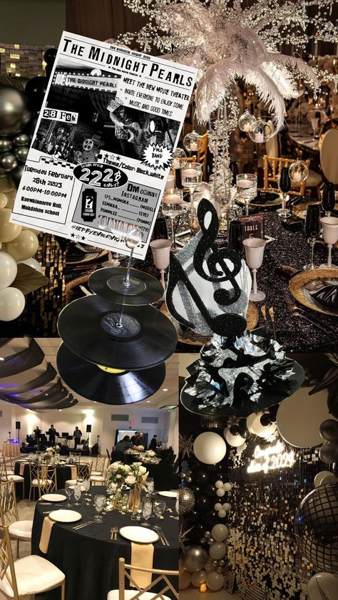 Noir Party Theme, Black Excellence Theme Party, Prom Themes Great Gatsby, Classy Prom Decorations, School Dances Theme, Night At The Museum Prom Theme, 90s Prom Theme Party, Formal Ball Themes Ideas, Memory Lane Prom Theme