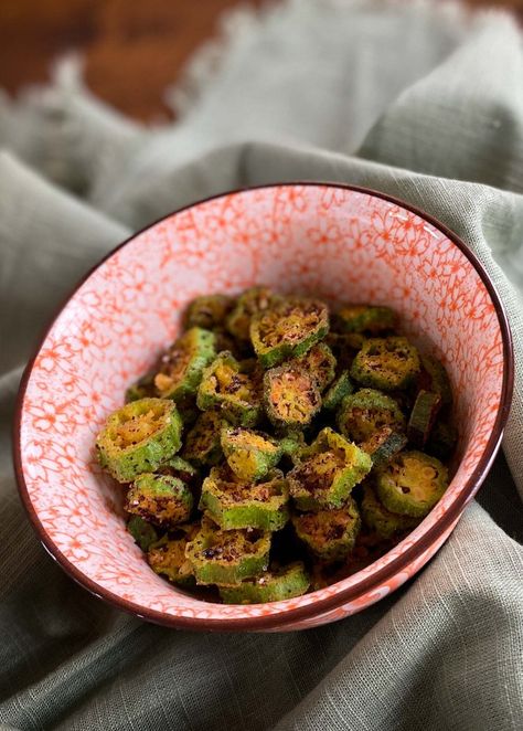 Anjali Pathak's Crispy Sumac Okra — Cooks Without Borders Indian Okra Recipes, How To Make Okra, Vegetarian Chile, Okra Recipes, Indian Family, Ground Turmeric, Chickpea Flour, Indian Snacks, Without Borders