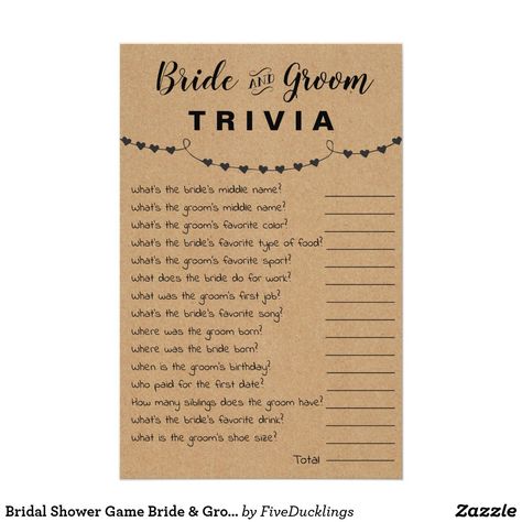 Bride And Groom Trivia, Rustic Bridal Shower Games, Bride Shower, Custom Flyers, Groom Shoes, Wedding Shower Games, Bridal Shower Game, Rustic Bridal, Bridal Shower Rustic