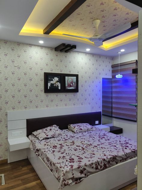 Parents room modern style bedroom by design kreations modern wood wood effect | homify Basic Bedroom Design, Bedroom Pvc Design Wall, Pop Bedroom, Pop Design For Hall, Bedroom Pop Design, Fall Ceiling, False Ceiling Bedroom, Pvc Ceiling Design, Indian Bedroom