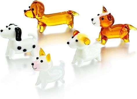 Amazon.com: H&D HYALINE & DORA 5 Pack Hand Blown Glass Dog Figurines,Miniature Glass Dog Figurines Sets,Blown Glass Art Animal Figurine for Collectible, Home Decor Gift : Home & Kitchen Worry Dolls, Miniature Dogs, Blown Glass Art, Space Gift, Unique Sculptures, Glass Figurines, Glass Animals, Handmade Artwork, Dog Figurines