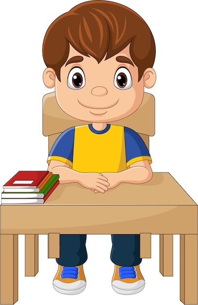 Vector cartoon little boy studying on th... | Premium Vector #Freepik #vector #boy-reading #boy-studying #child-sitting #boy-sitting Boy Studying, Free Cartoon Characters, Character Outline, Premium Vector Cartoon, Classroom Helpers, Classroom Desk, English Learning Books, Student Cartoon, Esl Vocabulary