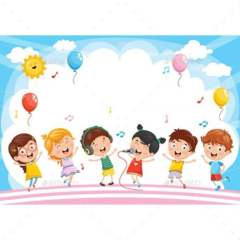 Vector Illustration Of Kids Playing Outside #Illustration, #Vector, #Playing, #Kids Background For Kids, Fall Candle Decor, Preschool Decor, Student Cartoon, School Frame, Kids Background, Preschool Arts And Crafts, Kids Vector, School Clipart