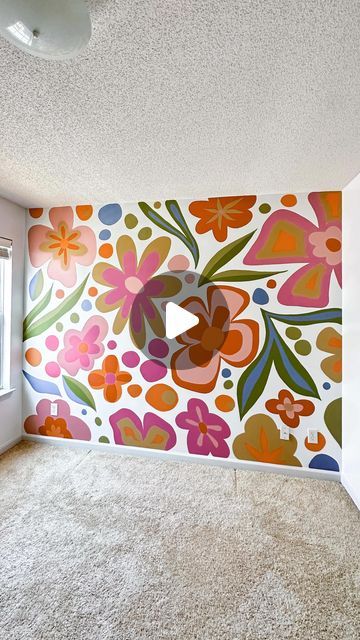 Becka Matthews Hickerson | Artist + Muralist on Instagram: "A before & after of Sienna’s flower mural! 🌸🍃 This was a special piece for some special people, and it feels like just yesterday that @emileecurtis_ and I were college roommates. Now, she’s bought her first home, and her little girl is two years old!!?! Life moves fasttt, but I’m so glad I could be a part of this big new adventure for them! 🥲" Girls Room Mural, Dance Mural, Playroom Mural, Flower Mural, College Roommate, Bedroom Murals, Daughters Room, Extra Rooms, New Adventure