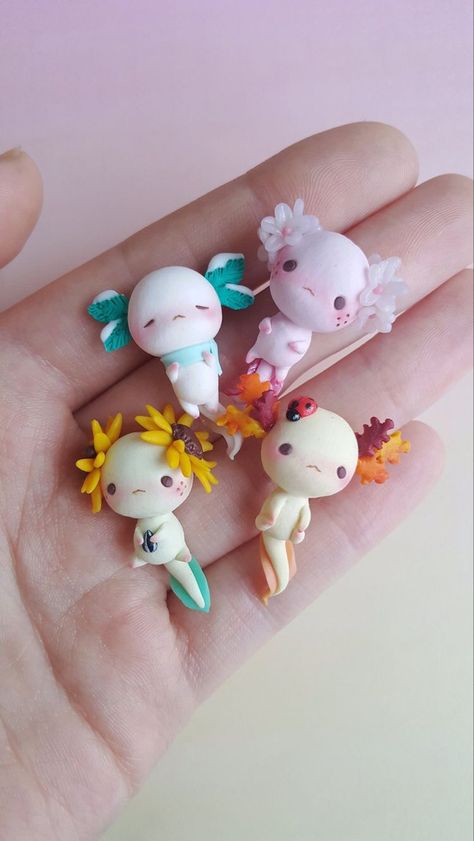 Axolotl Clay, Axolotl Necklace, Fimo Kawaii, Crea Fimo, Necklace Clay, Polymer Clay Kawaii, Animal Totem, Clay Diy Projects, Animal Pendant