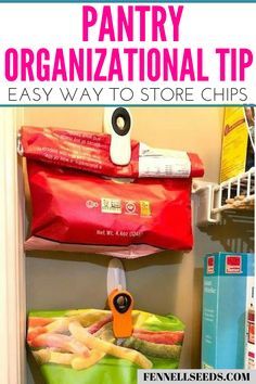 Pantry Organization | Bags of chips organization | Bags of Chips Storage | Pantry Ideas Chips Organization, Storage Pantry Ideas, Chips Storage, Organization Bags, Storage Pantry, Diy Pantry, Pantry Ideas, Kitchen Organization Diy, Corner Storage