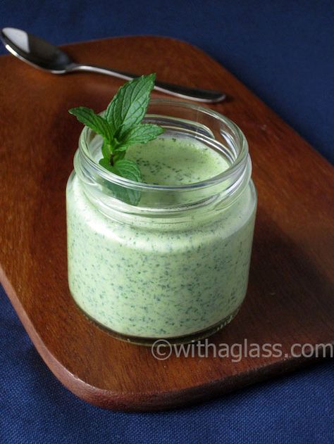 Indian Yoghurt Sauce, Indian Yogurt Sauce, Indian Mint Sauce, Chutney Sauce, Indian Sauces, Cooking Trout, Mint Chutney, Mint Yogurt, Indian Dinner