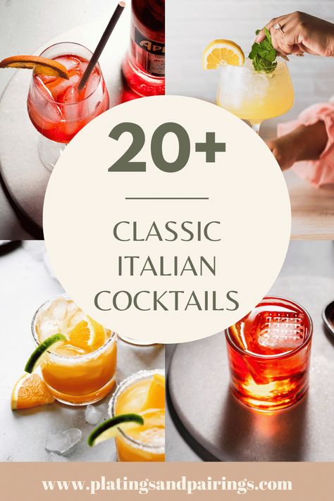 Elevate your happy hour or add a taste of Italy to your next party with these 20+ Italian cocktails! With easy recipes to make at home. // winter // for a crowd // alcohol Classic Italian Cocktails, Italian Cocktails Winter, Mixology Party Ideas, Italian Cocktail Recipes, Mixology Party, Paloma Recipe, Campari And Soda, Limoncello Recipe, Recipes To Make At Home