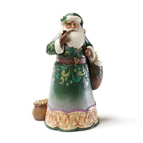 Green Irish Santa Irish Santa, Celtic Christmas, Santa Statues, Jim Shore Christmas, Roi Mage, Irish Christmas, Santa Carving, Irish Cottage, Wooden Santa