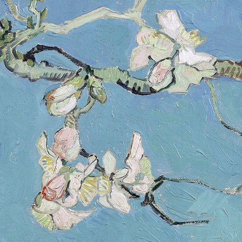 Almond Blossom (detail) by Vincent van Gogh | Lone Quixote | #VincentvanGogh #vangogh #PostImpressionism #art #painting #detail #flowers Van Gogh Flowers, Theo Van Gogh, Artist Van Gogh, Van Gogh Almond Blossom, Vincent Van Gogh Paintings, Arte Van Gogh, Almond Blossom, Art Van, Van Gogh Paintings