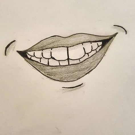 cool drawing idea - lips and teeth drawing How To Draw Smiling Mouth, How To Draw A Smile With Teeth Sketch, How To Draw A Teeth Smile, Smile Sketch Reference, Smile Teeth Drawing, How To Draw A Smiling Mouth, Crooked Smile Drawing, Drawing Smiles Mouth, How To Draw Teeth Smile