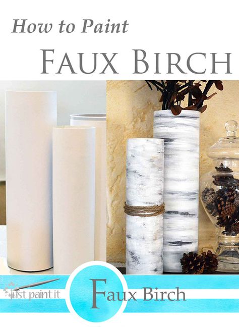 How to Paint Faux Birch! You only need a few supplies to add birch accent pieces to your home. Diy Faux Birch Logs, Birch Crafts, Winter Mantle, Painted Branches, Birch Logs, Project Steps, Birch Trees, Painted Sticks, Faux Finish