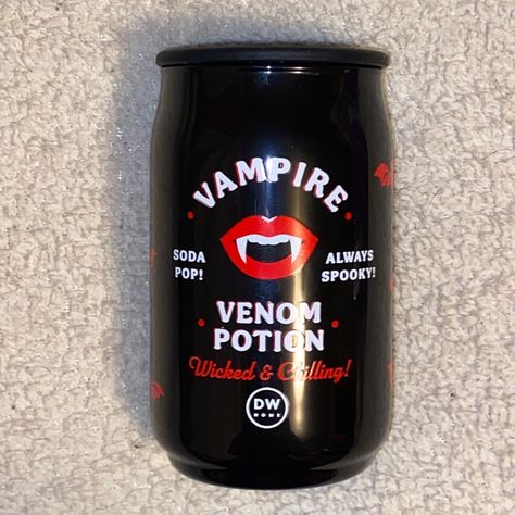 Light Up Your Nights With The Dw Home "Vampire Venom Potion" Scented Candle In A Unique Soda Can Shape. This 6.2 Oz Candle Is Perfect For Adding A Modern Touch To Any Room In Your Home. The Black Wax And Chilling Scent Make It An Ideal Accessory For Halloween-Themed Decor. Featuring Scented And Decorative Features, This Candle Is Perfect For Creating A Spooky Ambiance In Your Entryway, Foyer, Porch, Bathroom, Kitchen, Bedroom, Living Room, Lounge, Outdoor, Guestroom, Or Dining Room. With The Abi Vampire Bathroom, Vampire Home Decor, Spooky Bathroom Decor, Spooky Bathroom, Porch Bathroom, Vampire Decor, Black Room Decor, Dw Home Candles, Spooky Kitchen