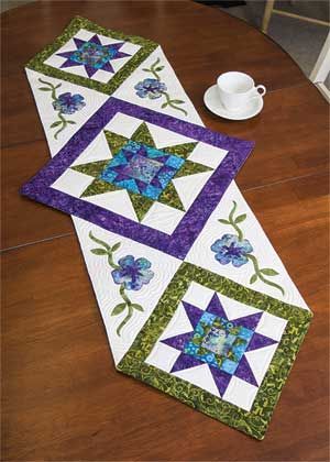 Flower Table Runner, Patchwork Table Runner, Quilted Table Runners Patterns, Keepsake Quilting, Table Quilts, Flower Table, Quilted Table Toppers, Table Runner Pattern, Table Runner And Placemats