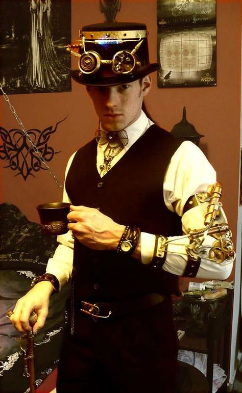 Steampunk Male, Steampunk Outfits, Punk Costume, Moda Steampunk, Steampunk Man, Steampunk Men, Mode Steampunk, Steampunk Aesthetic, Steampunk Couture