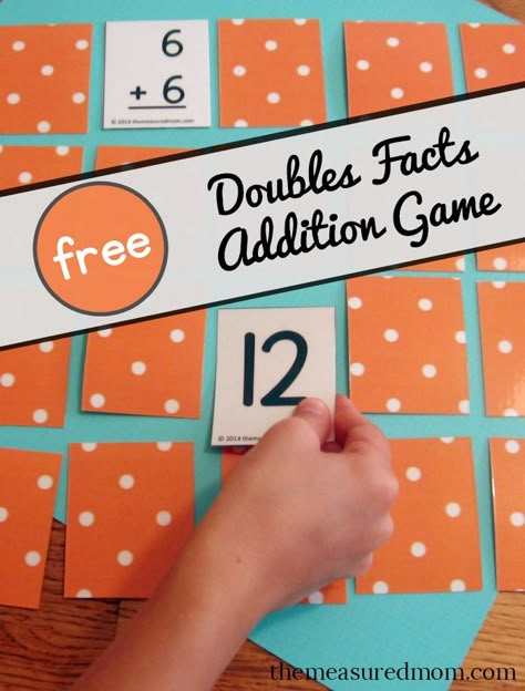 Get this free printable game for learning the doubles facts! Math Games Kindergarten, Math Recovery, Number Fluency, Doubles Addition, Math Doubles, Easy Math Games, Games Kindergarten, Addition Activity, Math Fact Worksheets