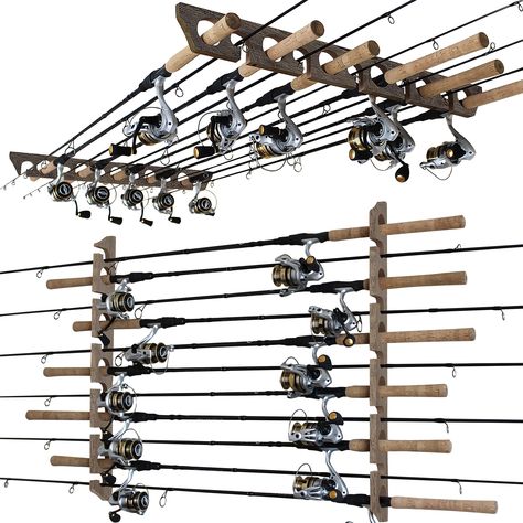 PRICES MAY VARY. FISHING ROD STORAGE RACK: Our fishing rod holder offers a simple yet effective solution for your fishing pole storage needs and garage organization. It ensures your rod and reel combos are always protected and ready for your next fishing adventure! ADJUSTABLE SPACING: The deep grooves of our fishing rod holder firmly secure your rods from the bottom to the top piece and perfectly suit the length of your fishing rods/poles, providing a dependable fit for your fishing gear. PREMIU Storage Ceiling, Fishing Pole Storage, Fishing Pole Holder, Sport Rack, Fishing Rod Accessories, Fishing Storage, Fishing Rod Storage, Fishing Rod Rack, Rod Rack