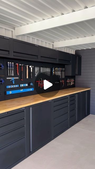 Luke Moore on Instagram: "Transforming our shed into a dream workshop with every bit of storage you could wish for thanks to @pinnaclehardware #bunnings #pinnaclehardware #garagegoals #pinnacleproud #diy" Neat Garage Ideas, Tool Cupboard Ideas, Built In Garage Workbench, Garage Tools Storage, Garage Workshop And Gym Layout, Garage Organization Ideas Storage Cabinets, Storage For Garage Organizing Ideas, Garage Organization Ideas Storage Diy, Outdoor Woodshop Ideas