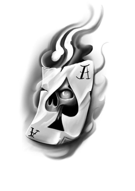 Poker Card Tattoo Design, Play Card Tattoo, Poker Cards Tattoo Design, Playing Cards Tattoo Design, Ace Of Spades Tattoo Design, Blackjack Tattoo, Poker Drawing, Playing Cards Tattoo, Playing Card Tattoo