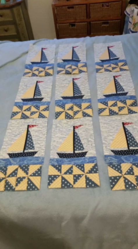 Boat Quilt, Colchas Quilting, Boys Quilt Patterns, Nautical Quilt, Panel Quilt Patterns, Beach Quilt, Quilt Square Patterns, Quilt Block Patterns Free, Baby Boy Quilts