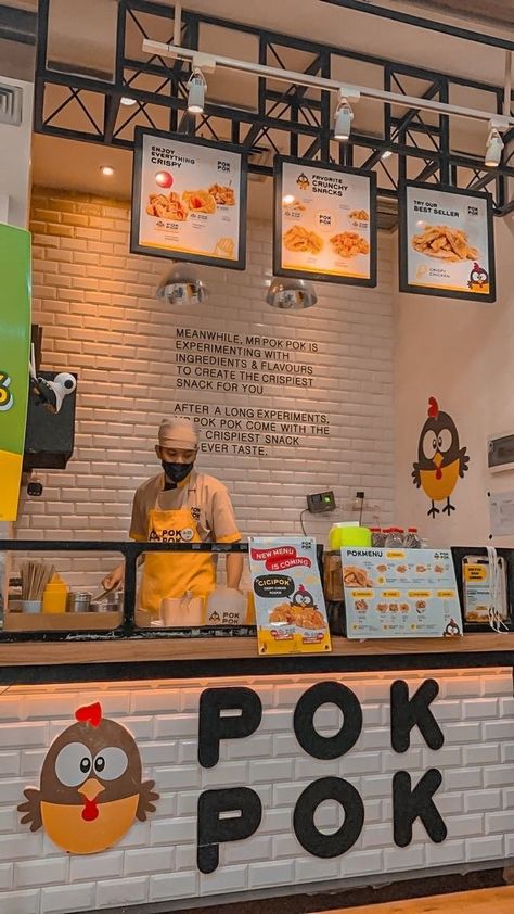 Burger Store Interior, Korean Chicken Restaurant Interior, Burger Stall Design, Fried Chicken Shop Design, Burger Store Design, Chicken Shop Design Ideas, Fried Chicken Restaurant Design, Chicken Restaurant Design, Burger Restaurant Design