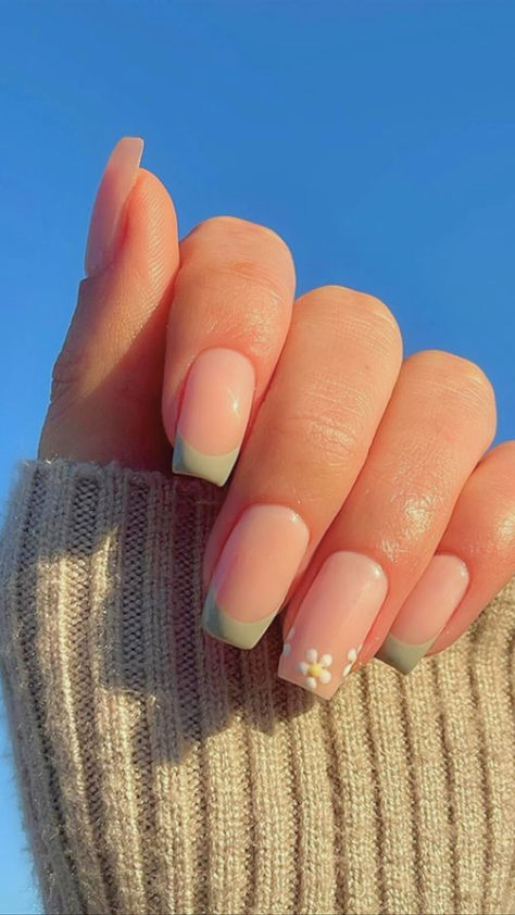 spring french tip nails
#springnails #frenchnails #nailtips #summernails #nailart French Tip With Solid Nail, Acrylic Nails Simple French Tips, French Tip Nails Cute Design, Easy French Tip Designs, Simple Nail French Tips, Cute Nails For Summer French Tips, French Tip Nails Shorts, Square French Tip Acrylic Nails Summer, French Nails For Short Nails