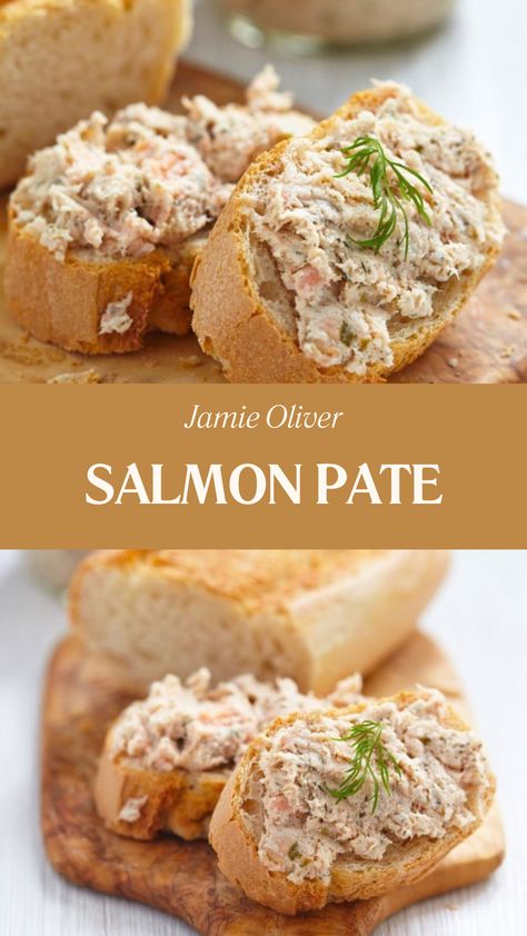 Jamie Oliver Salmon Pate Salmon With Feta Cheese, Creamed Salmon On Toast, Smoked Salmon Pate Recipe, Salmon Pastry, Salmon Pate Recipe, Jamie Oliver Salmon, Savory Cheesecakes, Smoked Trout Pate, Salmon Pate