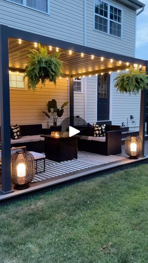 176K views · 48K reactions | Hello IG 🖤🌿

It’s surely been feeling like summer lately ☀️🔥

Shop my home using the linktree in my bio 🛒🛍🔗

#summerdecor #summervibes #summerinspo #backyard #backyarddecor #outdoorliving #patioinspo #modernpatio #patiovibes #glampatio #patio #patiolife  #patioliving #patiodecor #patiostyle #patiostyling #outdoor  #firepit #miradorpergola #pergola #patioideas #wickerpatioset #patioset #blackpatiodecor #blackdecor #patioinspiration #trexdeck 

Pergola @miradoroutdoor 
Lanterns @jonathany_official 
Patio rug @jonathany_official 
Globe lights @jonathany_official 
Dining set @safavieh @americanhomefurn 
Planters @veradek
Pillows @moena_decor | Donice (Dah-neece) | raymonddeejay · childish on a foxy brown beat by RAYMOND Home Sitout Ideas, Backyard Patio Designs Covered, Small Outside Patio Ideas, Mini Backyard Ideas, Glam Patio, Garden Outdoor Seating, Coastal Fireplace, Small Patio Ideas, Back Patio Ideas