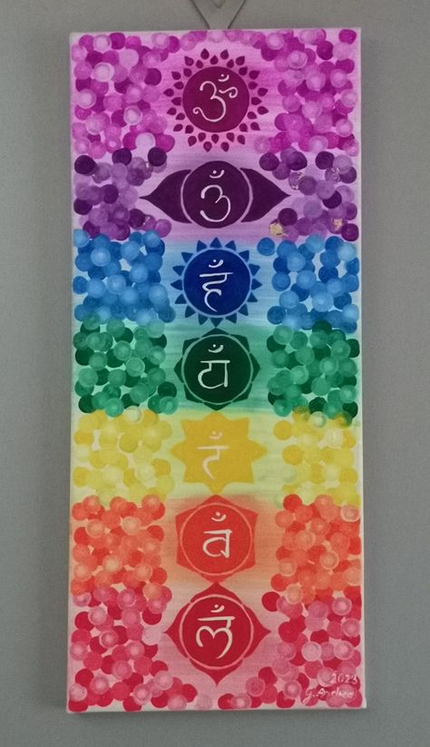 Chakra Painting Ideas Easy, Spiritual Paintings Easy Simple, Blotch Painting, Chakras Painting, Chakra Painting, Art Chakra, Chakra Art, Pichwai Paintings, Painting Canvases