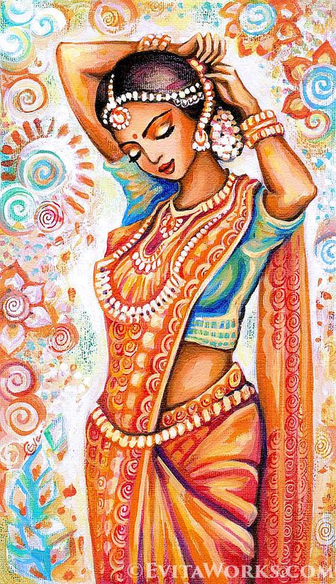 Aroma of Saffron, Indian girl Indian Artwork, Indian Women Painting, Indian Illustration, Indian Art Gallery, Dance Paintings, Beautiful Art Paintings, Indian Woman, Indian Paintings, Indian Art Paintings