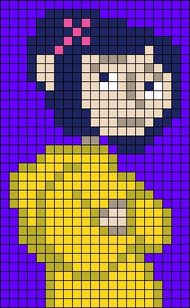 Coraline Pixel Art Grid, Coraline Alpha Pattern, Coraline Perler Beads, Coraline Creepy, Cartoon Pixel Art, Pixel Art Ideas, Movie Animation, Coraline Movie, Graph Patterns