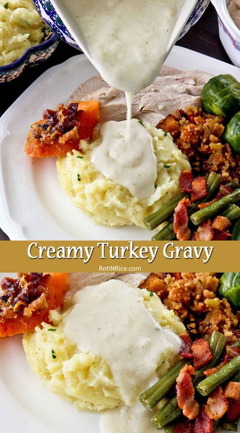 White Turkey Gravy Recipe, Turkey Gravy Without Drippings, White Gravy Recipe, Turkey Pan, Homemade Turkey Gravy, Making Turkey Gravy, Sausage Stuffing Recipe, Turkey Gravy Recipe, Roast Turkey Recipes