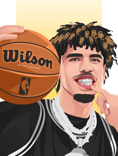 Basketball Art Draw, Nba Drawings, Big Head Cartoon, Football Pfp, Head Cartoon, Flat Art, Central Cee, Nba Art, Basketball Photography