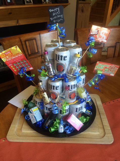 21st birthday gift Beer cake/tower Beer Cake Tower, 21st Birthday Gifts For Guys, 21st Birthday Beer Cake, Birthday Party Ideas Themes, 21st Birthday Party Ideas, Beer Cakes, Beer Can Cakes, Party Ideas Themes, Birthday Present Diy