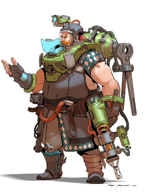 ArtStation - Blacksmith or Engineer?, Rock D Overwatch Hero Concepts, Cartoon Reference, Steampunk Character, Impending Doom, Futuristic Armor, Characters Inspiration Drawing, Robot Design, Game Character Design, Character Design Animation