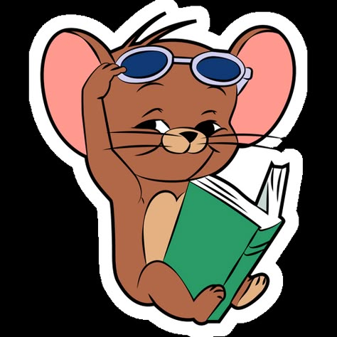 Little brown Jerry the mouse decided to sit in the sun and read an interesting book. He is happy and smiles because the cat Tom doesn't bother him. The cartoon sticker with Smiling Jerry and Book!. Tom And Jerry Baby, Tom A Jerry, Cartoons Jerry, Tom And Jerry Drawing, Jerry Images, Hug Stickers, Tom And Jerry Pictures, Tom And Jerry Wallpapers, Tom And Jerry Cartoon