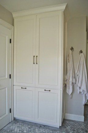 Tall Linen Cabinets For Bathroom - Ideas on Foter Vintage Built In Linen Closet, Storage Cabinets In Bathroom, Master Bath Storage Ideas Built Ins, Narrow Bathroom Built In Cabinet, Linen Storage Cabinet Bathroom, Bathroom Linen Cabinet Freestanding, Bathroom Storage Cabinet Built In, Built In Linen Closet Bathroom, Built In Bathroom Storage