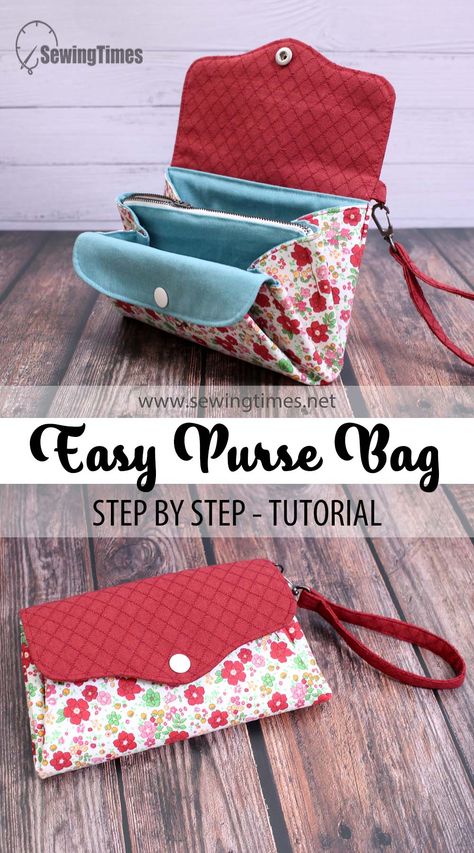 Cloth Purse Patterns, Sew Purse Pattern, Sewn Purse Patterns, Easy Purse Sewing Pattern, Simple Purse Sewing Pattern, Purse Making Tutorial, Purse Making Ideas, Easy Purses To Sew, Sew Clutch Purse