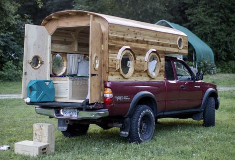 DIY Camper Hearkens Back to the Classics, Truck Campers, RV, Recreational Vehicles, Slide-In, Wood, Homemade, Topper Truck Topper Camper, Small Truck Camper, Cabover Camper, Diy Truck Bedding, A Frame Camper, Truck Camper Shells, Slide In Truck Campers, Truck Living, Camper Tops