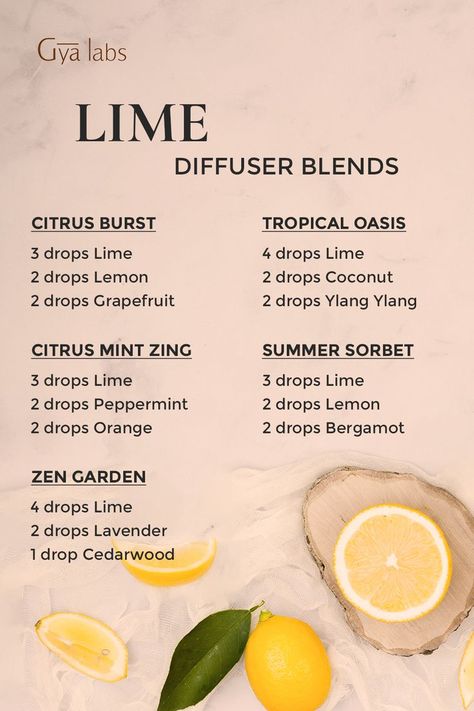 Lime essential oil blends with vibrant citrus and green accents Lime Diffuser Blends, Essential Oil For Skin, Diffuser Hair, Coconut Essential Oil, Scent Blends, Essential Oil Perfumes Recipes, Doterra Blends, Essential Oil Combinations, Essential Oil Diffuser Blends Recipes