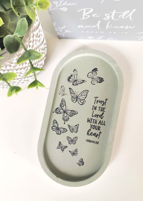 Oval Trinket Dish -Jewelry Tray- Concrete Tray- Gift - Scripture - Bible - Verse - Home - Decor - Aesthetic - Minimal - Cute - Beautiful Concrete Tray, Scripture Bible, Trinket Trays, Concrete Design, Decorative Trays, Decor Aesthetic, Jewelry Tray, Trinket Tray, Trinket Dish