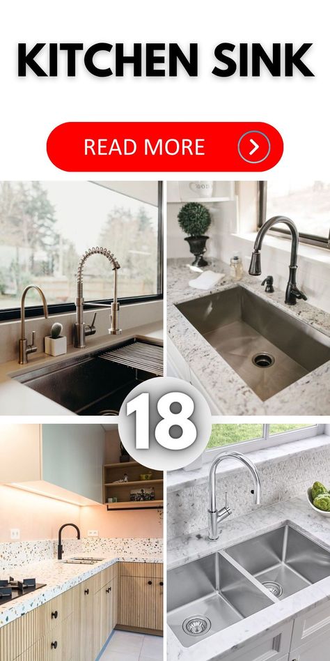 Transform your kitchen with our stunning sink ideas. From sleek undermounts to classic farmhouse styles, find the perfect match for your space Unusual Kitchen Sinks, New Kitchen Sink Ideas, Kitchen Sink Placement Ideas, Dream Kitchen Sink, Large Kitchen Sink Ideas, Kitchen Sinks 2024, Large Sinks Kitchen, Latest Kitchen Sink Design, Kitchen Sink Faucet Ideas