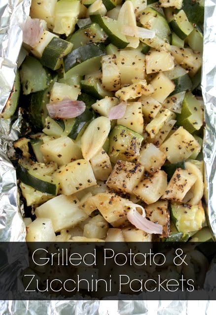 Lille Punkin': Zucchini Recipe: Sammy's Easy Grilled Potato Packets Grilled Potato Packets, Scalloped Zucchini, Zucchini Side Dish, Potato And Zucchini, Marinated Grilled Vegetables, Potato Packets, Grilled Squash, Zucchini Side Dishes, Foil Packet Meals