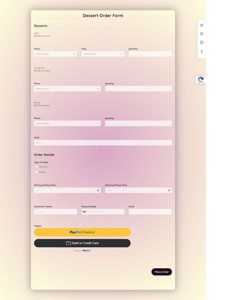 The desert order form can be used by customers to order, pay and request for delivery online. This dessert order form can be easily customised to include your menu, dessert images, logo, and brand colours Dessert Images, Brand Colours, Order Form Template, Form Template, Online Form, Order Form, Brand Colors, The Desert, Design Inspo