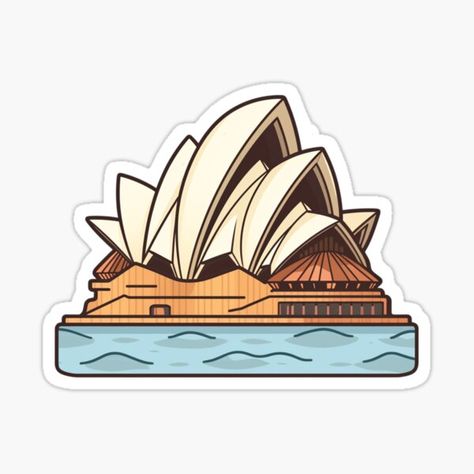 My mini Sydney Opera House sticker art pays homage to one of Australia's most iconic landmarks. It's a tribute to the unique architecture and cultural significance of this world-famous venue. Through this art, I aim to capture the Opera House's timeless be Australia Landmarks, Architecture Stickers, Australia Stickers, Sidney Opera, Travel Stickers Printable, Australia Architecture, Architecture Styles, Australian Icons, Travel Cake